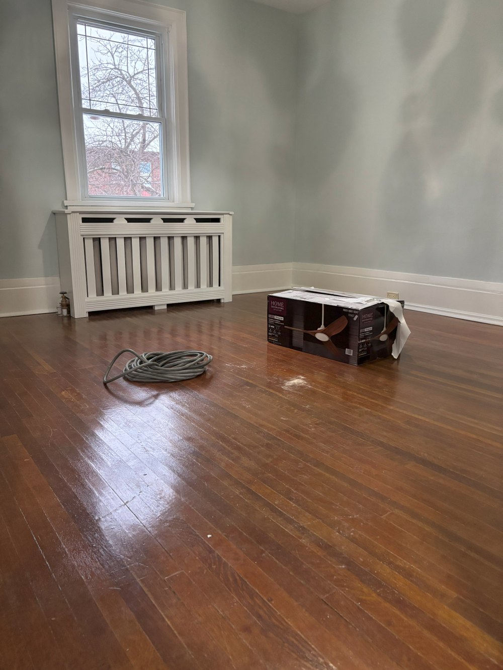 Hardwood floor before resanding and stain work in the GTA